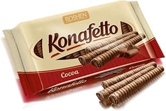 Crispy Flavorful Wafer Rolls "Konafetto" with Cocoa-Cream Filling, 4.94oz/140 grams