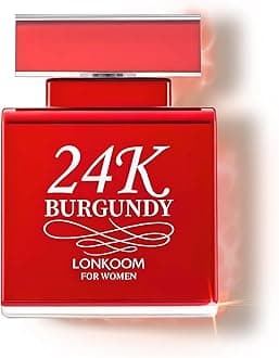 24K Burgundy Perfume for Women, 3.4 Fl Oz/100ml Sweet Rose Eau de Parfum Spray Long-Lasting Fragrance, Oriental Floral Notes of Rose Orange Blossom Musk Vanilla Tangerine Bergamot Jasmine