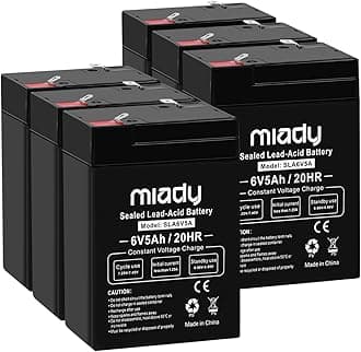 Miady 6V 5Ah Rechargeable Sealed Lead Acid Battery (6 Pack)