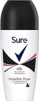 Sure Invisible Pure Anti-Perspirant Roll On for 48-hour sweat and odour protection deodorant for women that protects against white marks and yellow stains 6x 50 ml