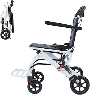 Folding Wheelchair, Lightweight Wheelchairs for Adults Children, Only 8.2kg, Portable Transit Travel Wheelchair with Adjustable Safety Strap, PU Wheels Suitable for All Terrains, Supports 91kg