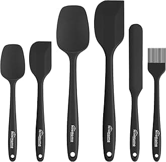 NileHome Silicone Spatula Set 6 Pieces Food Grade Kitchen Utensils with Silicone Brush Heat Resistant BPA-free Rubber Spatula for Scraping, Baking, Cooking, Mixing