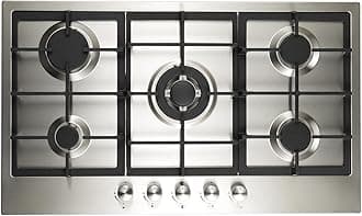 GH906SS Gas Hob Stainless Steel - 90cm - Built-in 5 Burners - Cast Iron Pan Supports - Auto Igniton and Easy to Use Dials
