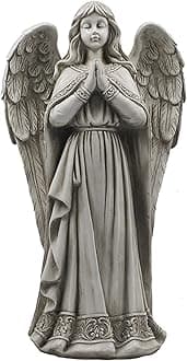 Large Praying Angel Outdoor Sculptures,Angel Standing in Prayer Outdoor Garden Statue,Antique Stone Effect Figurines for Yard Patio Deck-B 50x27.5x19cm(20x11x7inch)