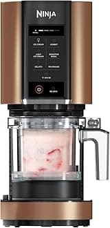 Ninja CREAMi Ice Cream Maker & Frozen Dessert Maker with 3 Tubs, 7 Programs, Makes Ice Cream, Gelato, Sorbet, Smoothie Bowl, Milkshakes and more, Makes 1.4L of Ice Cream, Black & Copper, NC300UKCP