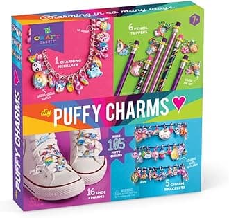 Craft-tastic – DIY Puffy Charms Craft Kit – Design a Necklace, Charm Bracelets, Pencil Toppers & Shoelace Charms with Puffy Stickers – Fun Creative Activity for Ages 7+