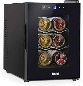 dellonda Baridi 6 Bottle Wine Cooler, Thermoelectric, 5-18°C, Touch Control, Table Top - DH217