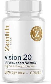 Zenith Labs Vision 20 Eye Vitamins - Lutein, Zeaxanthin, and Bilberry Extract - Supports Eye Strain, and Eye Health - Carotenoid Blend
