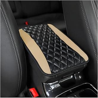 Car Center Console Cushion Pad, Universal Leather Waterproof Armrest Seat Box Cover Protector,Comfortable Car Decor Accessories Fit for Most Cars, Vehicles, SUVs (Beige)
