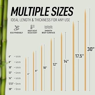 Zulay Kitchen Authentic Bamboo Marshmallow Smores Sticks - 40 Extra Long 17.5" Roasting Sticks - 5mm Heavy-Duty Bamboo Skewers - Thick Smore Sticks - Ideal for Grilling - Marshmallow Sticks Camping