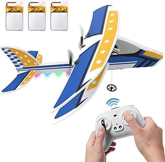 RC Airplane, 2.4GHz Remote Controlled Aircraft with 3 Batteries and 6-Axis Gyro Stabilizer, 2 Channel RTF RC Glider Toy for Beginners, Kids, Adults