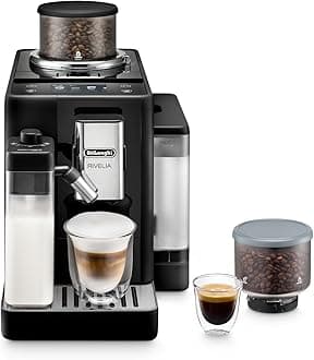 DeLonghi Rivelia Fully Automatic Coffee Machine, Original Italian Brand, 16+ Hot & Cold Coffee Options, Patented LatteCrema Technology, Bean to Cup, Bean Switch System, 19 Bar Pressure, EXAM440.55.B