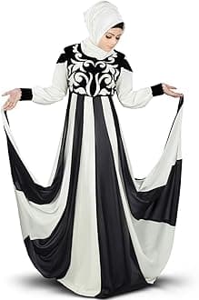 MyBatua Islamic Off White & Black Designer Eid & Party Wear Abaya Burqa AY-359