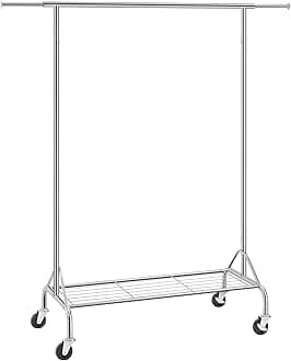 Heavy Duty Metal Clothes Rail with Shoes Shelf, maximum load of 50 kg, Chrome HSR02S