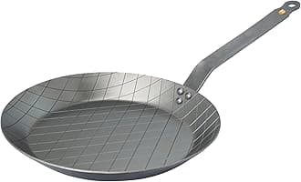 MINERAL B Carbon Steel Steak Pan - 11” Diameter, 8.4” Cooking Surface - Ideal for Searing & Browning Meat - Naturally Non-Stick Finish - Made in France