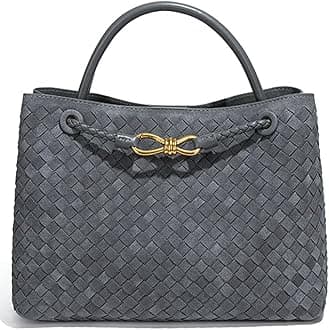 NictionSuede Woven Tote Bag for Women PU Leather Hobo Bags Casual Crossbody Purse Shoulder Satchel Bag Top Handle Tote Handbag