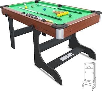 HLC 5FT 6FT Folding Snooker Table Pool Table Set Steady Space Saving Billiards Table with All accessories, Great for Kids and Adult