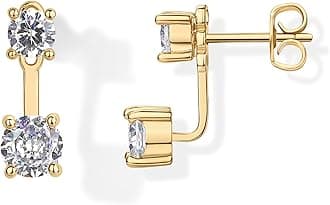 PAVOI 14K Gold Plated Cubic Zirconia Earrings Jacket for Women - Sterling Silver Posts Dainty CZ Front and Back Double Studs - Statement Ear Jacket Earrings for Women