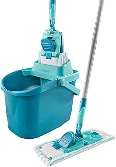 Leifheit Floor Wiper PowerClean M, Highly Effective Cleaning Mop Set, 33 cm wide Floor Mop for All Round Cleaning, Easy Wring Mopping with Steerable Mop Head and Innovative Design to Enhance Cleaning