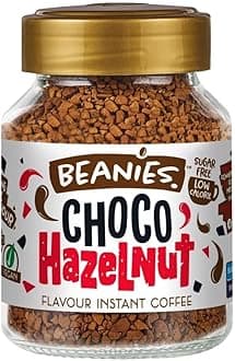 Beanies Choco Hazelnut Flavour Instant Coffee, Sugar Free, Low Calorie, 50 grams (Product Of UK)
