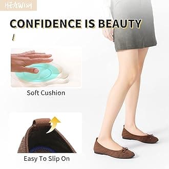 HEAWISH Women’s Flats Shoes Comfortable Crochet Lace Mesh Round Toe Slip On Casual Ballet Flats Dress Shoes