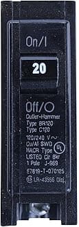 Eaton Cutler-Hammer Single-Pole BR Type Circuit Breaker, 20-Amp, 120/240-Volt