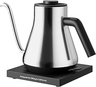 Gooseneck Electric Kettle, Offacy Gooseneck Kettle with 100% Food Grade 304 Stainless Steel, Pour Over Kettle & Coffee Kettle, Tea Kettle 1200 Watt Quick Heating, 0.9L, Siver