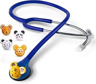SCIAN Real Working Stethoscope - 5 Interchangeable Cartoon Heads, Professional Quality for Doctors, Nurses, Clinicians and Home Use with Multiple Colors(Blue)