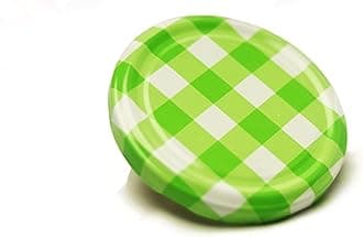 Metal Lug Cap 82 mm Lid for Glass Storage Jars and bottles (brand peerul) (Pack of 20, Green Checkered)
