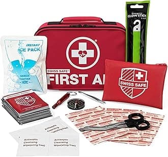 Swiss Safe 2-in-1 First Aid Kit for Car, Travel & Home, Businesses - Bonus Mini Kit for Medical Emergency Aid, Survival, Camping - 120+32 Pcs, Small+Travel FAK