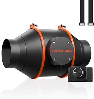 Spider Farmer 4 Inch Inline Duct Fan with RJ12 Speed Controller, 205 CFM Quiet EC Motor, Ventilation Exhaust Fan for Heating Cooling Booster, Grow Tents, Hydroponics, Indoor Gardening