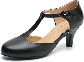 Women's T Strap Mary Jane Kitten Heels Pumps Vintage Low Heel Dress Shoes for Wedding Party Work Church