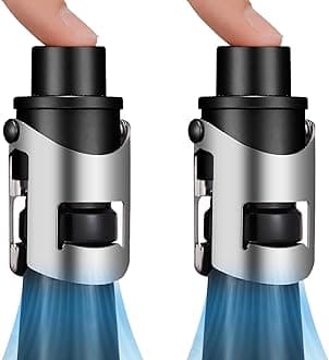 HYZ 2-Pack Champagne Stoppers Wine Saver, Sparkling Wine Vaccum Stoppers with Built-in Pump for Champagne, Prosecco and Cava - Stainless Steel + ABS Champagne Bottle Stoppers, Black