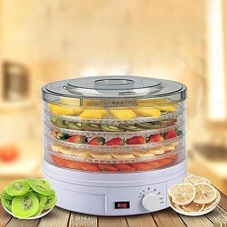 Electric Food Dehydrator Machine 5 Tray Tier Fruit Dryer Beef Jerky Herbs Dryer with Adjustable Thermostat