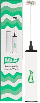 MatchaBar Electric Milk Frother Hand Blender - Stainless Steel Electric Matcha Whisk, Handheld Drink Mixer for Coffee, Greens & Protein - Easy to Clean USB Rechargeable, Dual Speed Immersion Blender