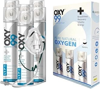 OXY99 Portable Oxygen Cylinder 6 Pack (36 LTR) with Mask, Tube & Elastic Strap - Oxygen Cylinder for Home, Oxygen kit for Emergency, Oxygen Can for High Altitude & Mountain Climbing ING. BOSCHI Italy
