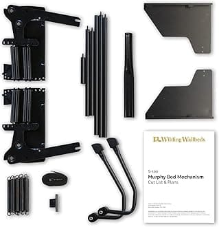 Wilding Wallbeds Murphy Bed Mechanism Hardware Kit (Universal Size Fits King, Queen, Full, & Twin) Spring Lift, Heavy Duty Powder-Coated Steel Vertical Wall Mount, DIY Wallbed, Supports Up to 2,000lbs