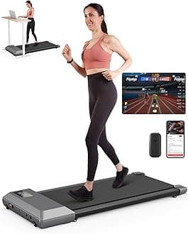 DeerRun Walking Pad Treadmill, Walking Pad Under Desk, Under Desk Treadmills for Home Office, Quiet Portable Walking Treadmill, 2.5 HP, APP/Remote Control, LED Display, Installation-Free