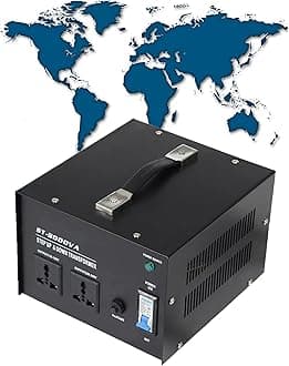 ST 3000W Voltage Converter Transformer 110V/120V/220V/240V Power Step Up/Down Transformer Converter, with Resettable Circuit Breaker Protection Universal Socket Household Compact