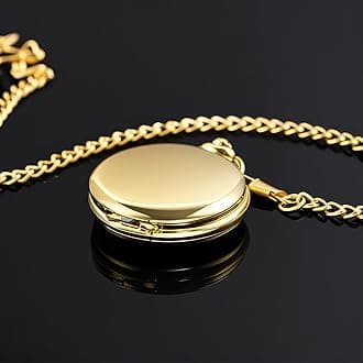 Smooth Pocket Watch Alloy Steel Quartz Roman/Arabic Numerals with 37cm Chain for Father's Day Xmas Best Gifts