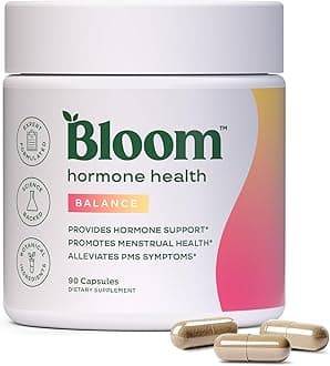 Bloom Nutrition Hormone Health & Cortisol Support for Women - Balance - Menstrual Health, PMS Symptoms, Pomegranate Extract, Chaste Tree Berry & Dong Quai Root, 30 Servings