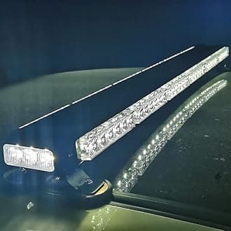 Led Strobe Flashing Light Bar Double Side Emergency Hazard Warning Lighting Bar with Magnetic for Car Truck Roof Safety (6-Bar(38.2 Inch), White)