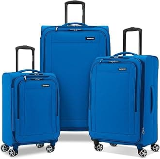 Saire LTE Softside Expandable Luggage with Spinner Wheels, 3-Piece Set (20/25/28), Caribbean Blue