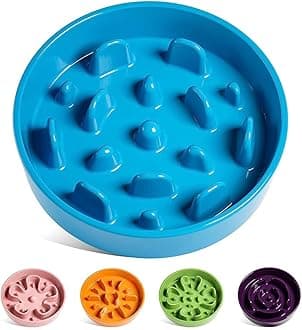 LE TAUCI Ceramic Slow Feeder Dog Bowls for Small and Medium Breed, 1.5 Cups Elevated Dog Bowl for Fast Eaters, Puzzle Bowl for Small Dogs and Cats, Vortex Blue