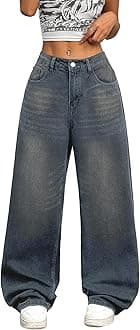 Womens Baggy Jeans Wide Leg Denim Pants Y2k 90s Vintage Hip Hop Loose Long Trousers Streetwear