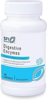Klaire LabsSFI Health Digestive Enzymes - Gut Health Supplements with Lipase, Amylase & Protease Enzymes for Digestion - Aid Nutrient Absorption - Help Occasional GI Discomfort (180 Capsules)