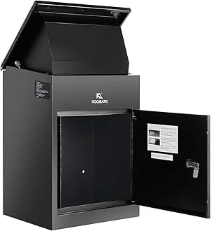 Package Delivery Boxes for Outside, 17"*14"*23" Delivery Boxes for Outside with Mailbox Waterproof Weather Resistant Galvanized Steel Frame for Porch Fence Curbside Large Capacity Black