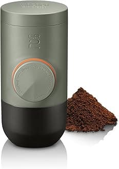 WACACO Minipresso GR2 Portable Espresso Maker Compatible Ground Coffee, Espresso Machine 18 Bar Manually Operated（Olive Grey）