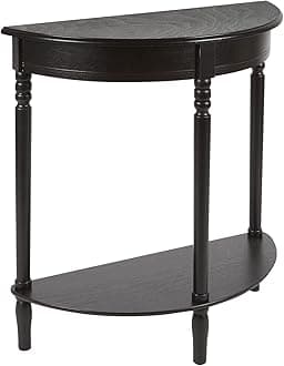Decor Therapy Simplfy Moon Entry Table,with Shelves & Easy Assembly, Wood-(28.5" x 11.8" x 28.5") Simplify Half Round, 28.5" x 28.5" x 12", Black