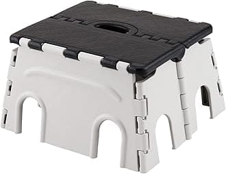 Primelife 7 Inches Super Strong Folding Step Stool for Adults and Kids, Kitchen Stepping Stools, Garden Step Stool (Black - White)(Prime)